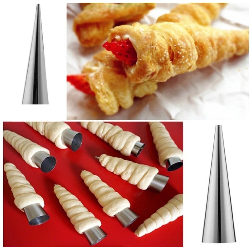 Stainless Steel Pastry Mold Set Cream Horn Cannoli Baking Tubes 3