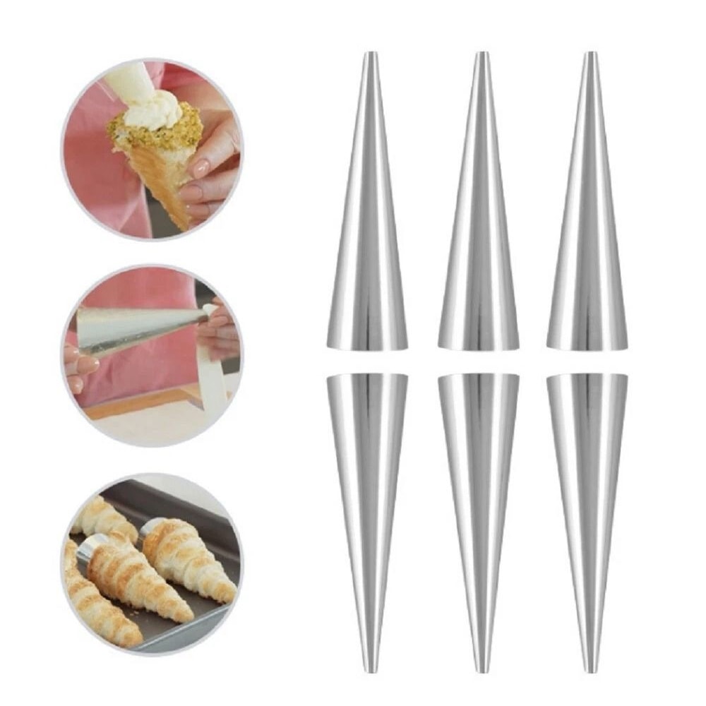 Stainless Steel Pastry Mold Set Cream Horn Cannoli Baking Tubes 7