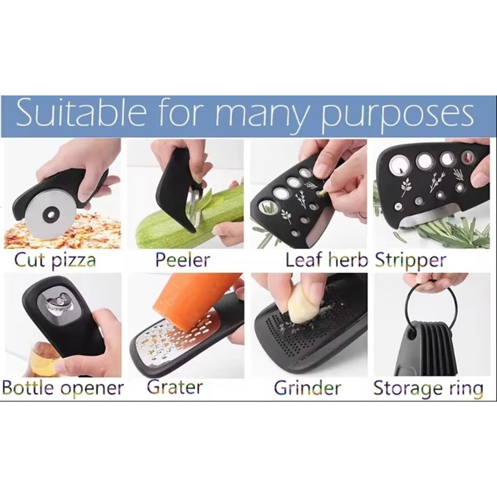 Kitchen Gadget Set Peeler Grater Bottle Opener Compact Tools Kit For Effortless Meal Prep 7