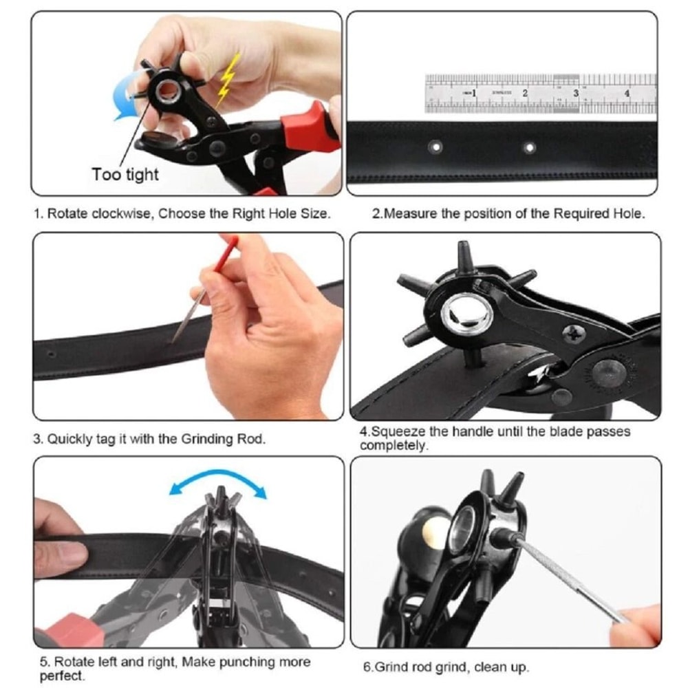 Heavy Duty Leather Hole Punch Pliers For Belts Straps 2
