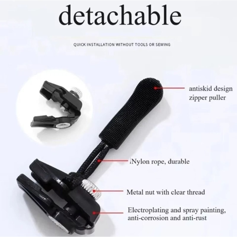 Universal Zipper Repair Kit Detachable Slider Replacement For Quick Fixes 1