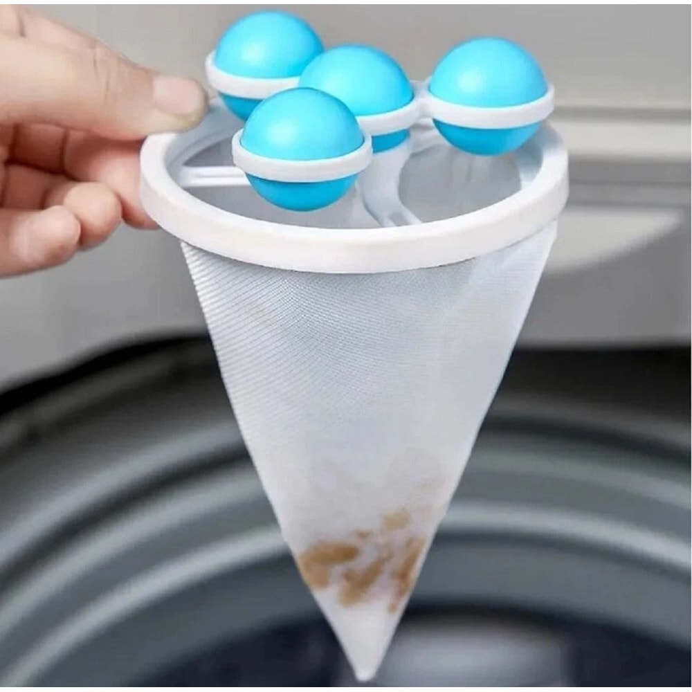 Laundry Lint Catcher Mesh Bags Pet Hair Remover Reusable Washer Floaters For Clean Clothes 5