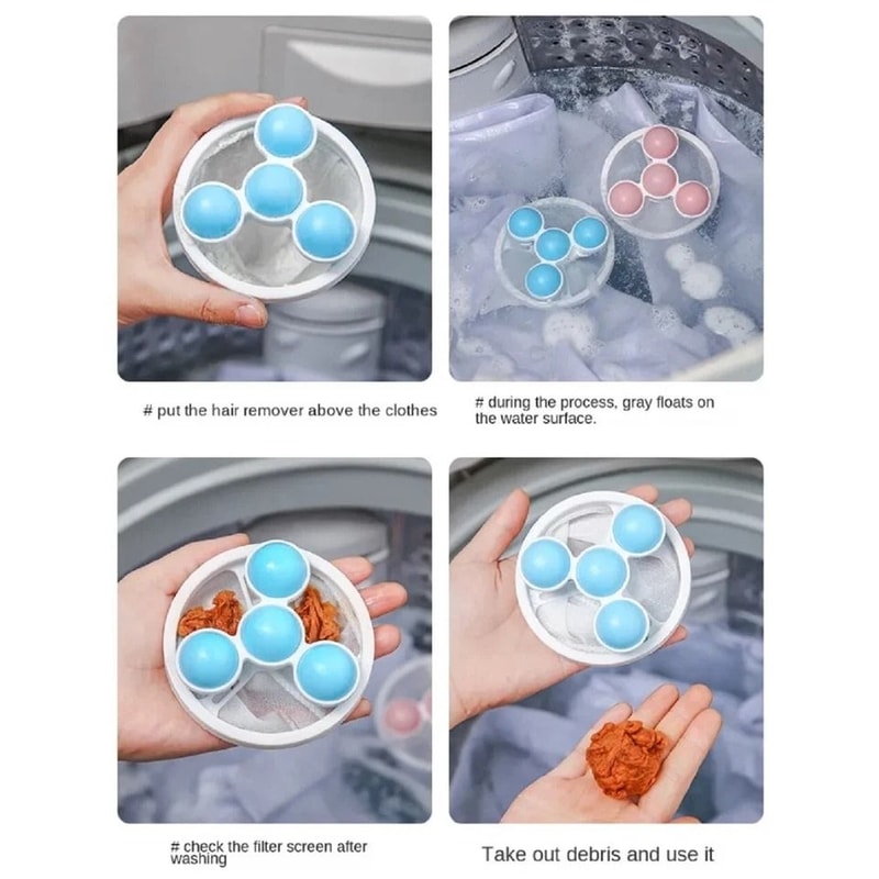 Laundry Lint Catcher Mesh Bags Pet Hair Remover Reusable Washer Floaters For Clean Clothes 7