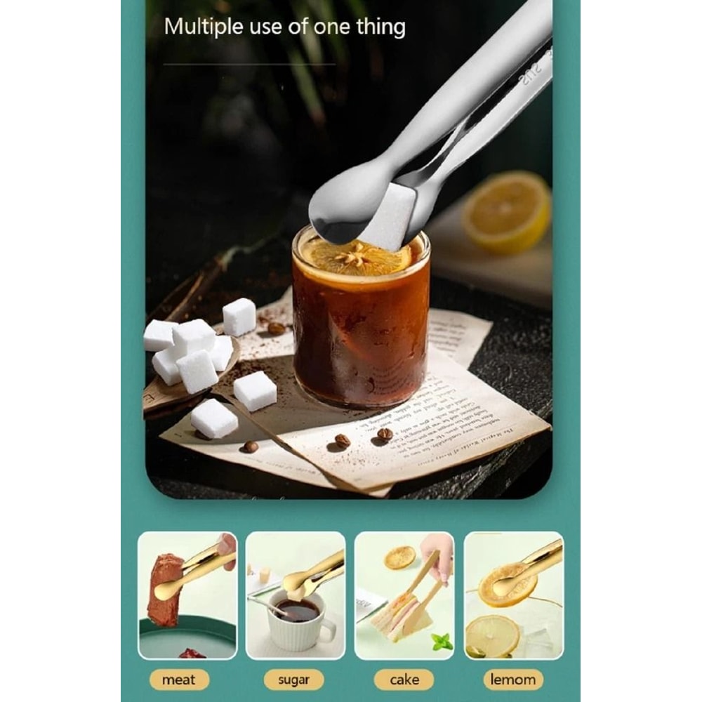 Stainless Steel Mini Tongs For Sugar Cubes Ice And Coffee Bar Use 1