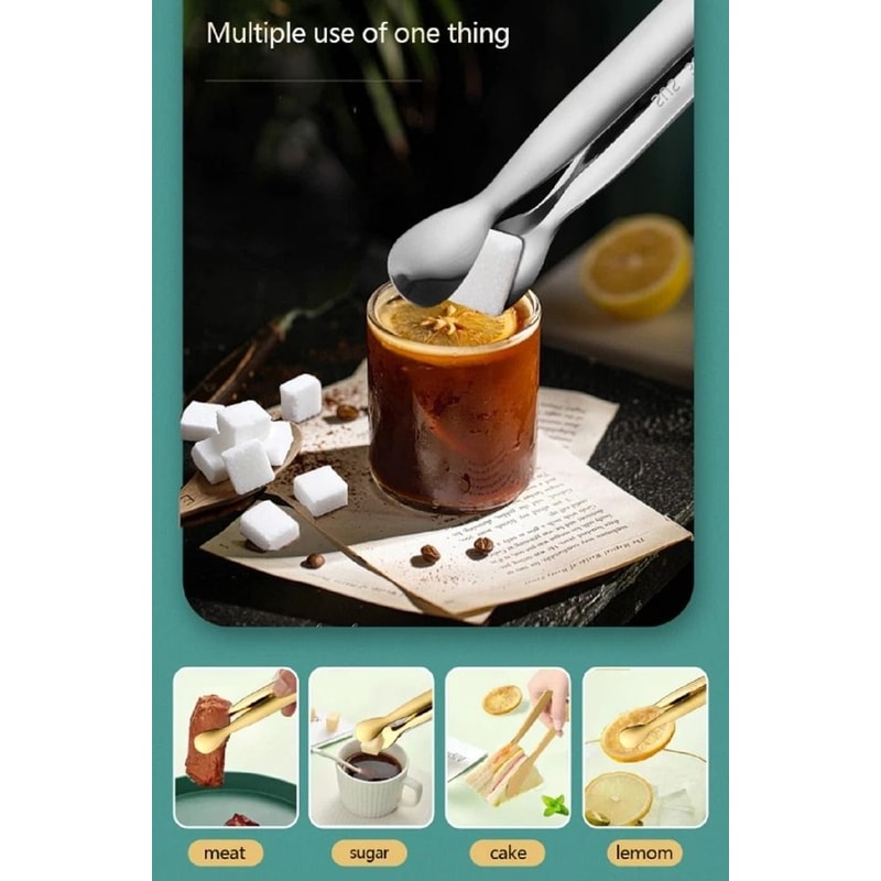 Stainless Steel Mini Tongs For Sugar Cubes Ice And Coffee Bar Use 1