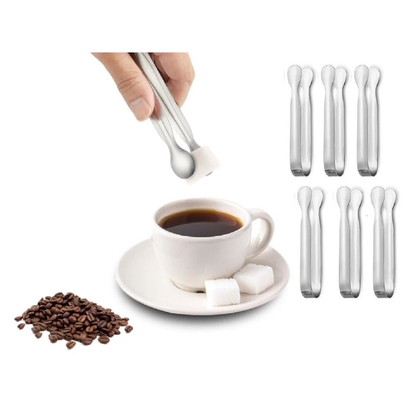 Stainless Steel Mini Tongs For Sugar Cubes Ice And Coffee Bar Use 8