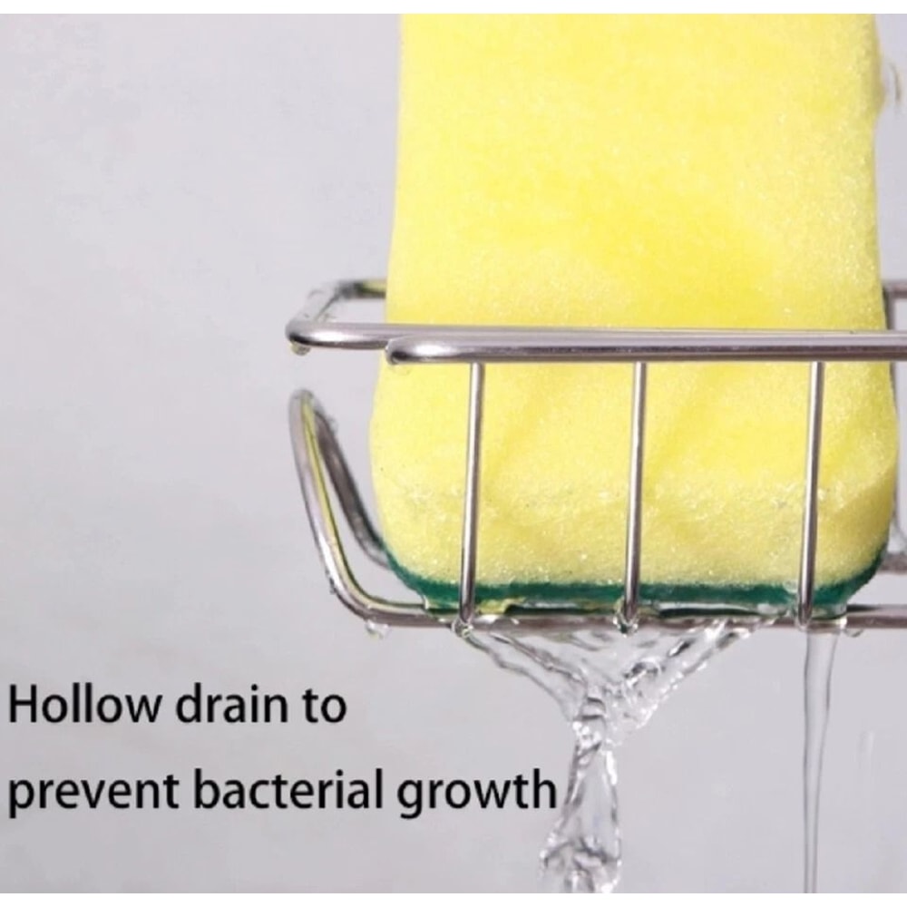 Kitchen Sink Organizer Rack Drain Sponge Holder Soap Dish Cloth Storage Stainless Steel 4
