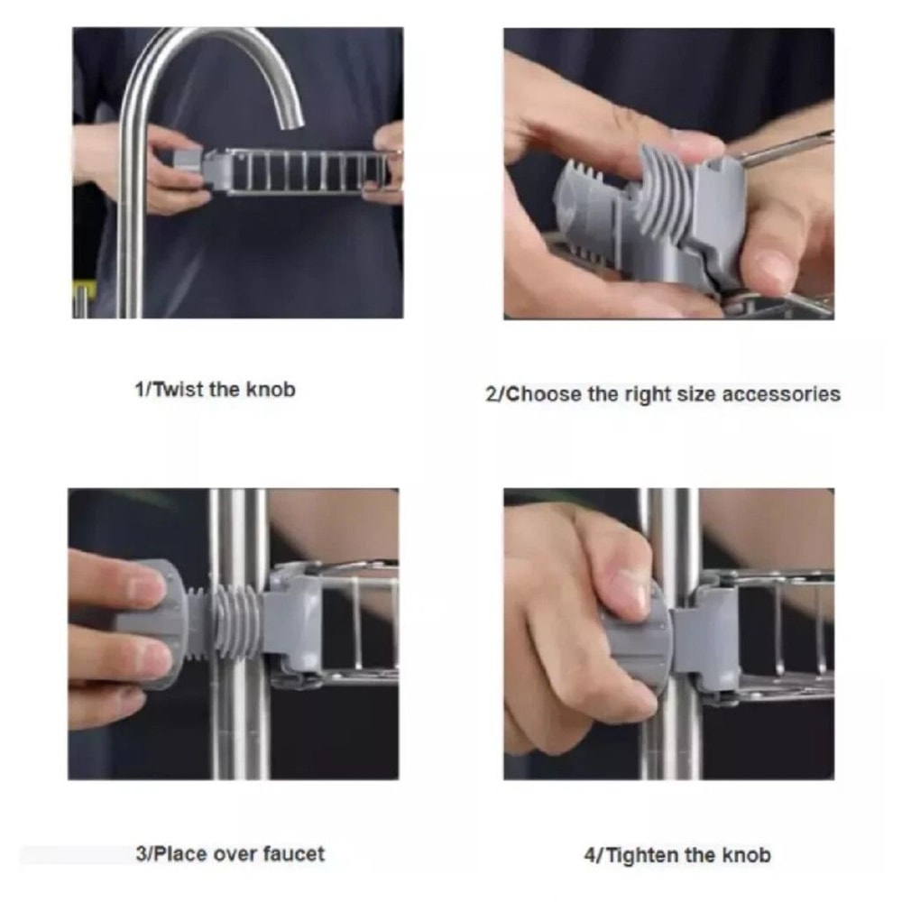 Kitchen Sink Organizer Rack Drain Sponge Holder Soap Dish Cloth Storage Stainless Steel 8