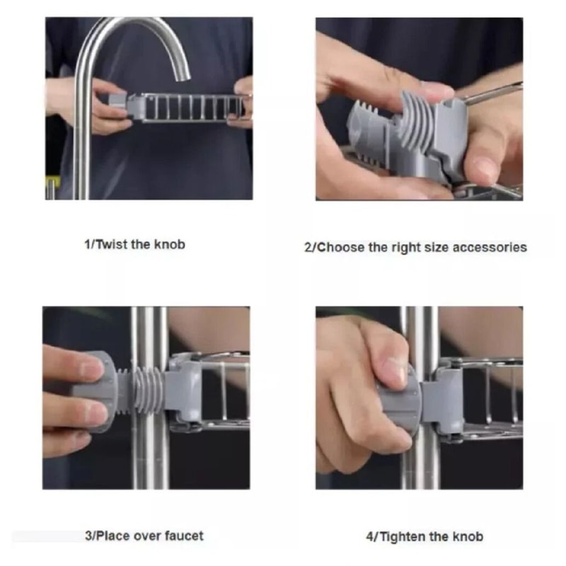 Kitchen Sink Organizer Rack Drain Sponge Holder Soap Dish Cloth Storage Stainless Steel 8