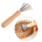 Hair Brush Cleaner Tool Metal Rake With Wooden Handle For Lint Hair Dust Removal 0