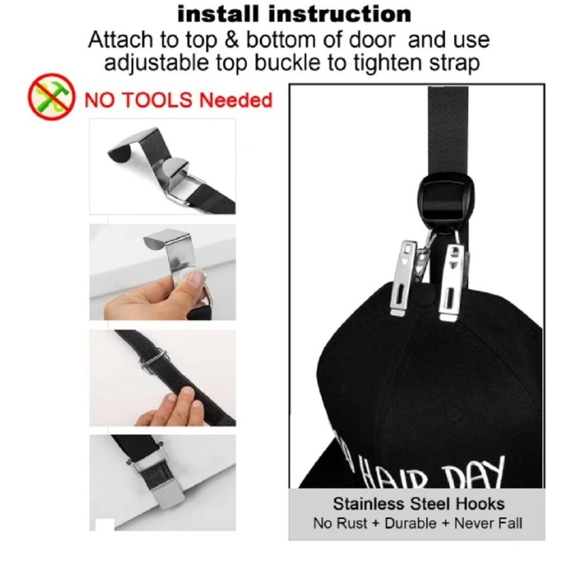 Baseball Cap Organizer Rack Convenient Closet Door Hanger For Storage 1