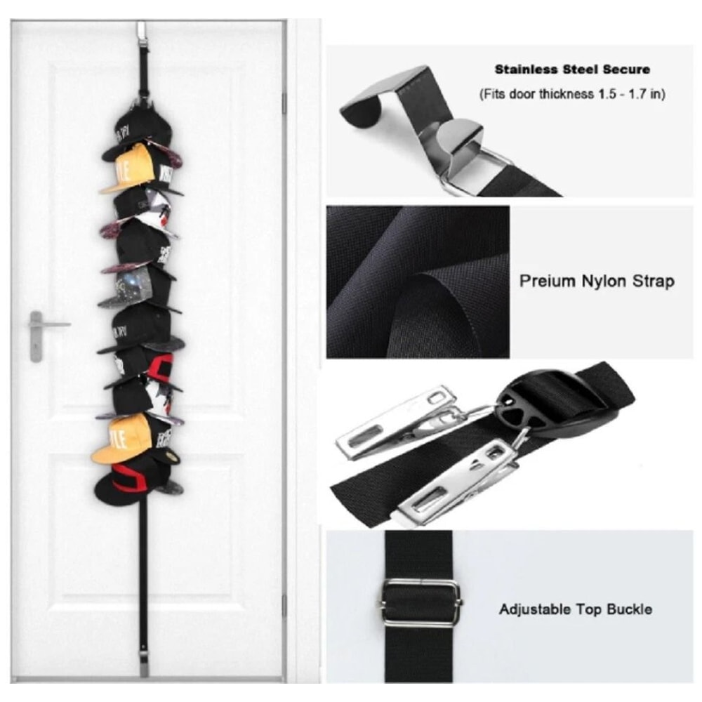 Baseball Cap Organizer Rack Convenient Closet Door Hanger For Storage 4