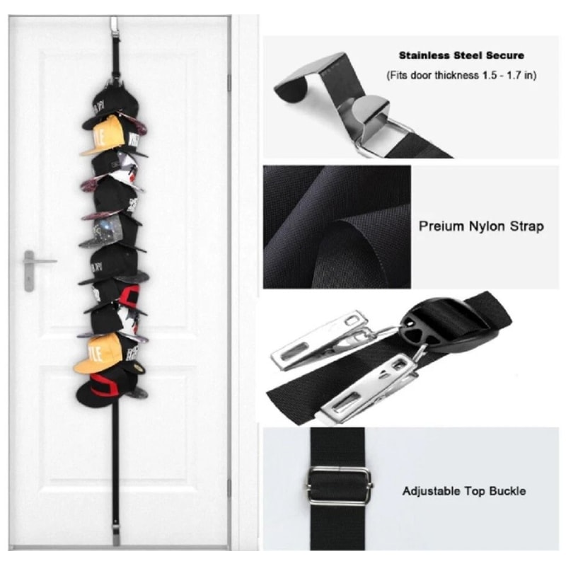 Baseball Cap Organizer Rack Convenient Closet Door Hanger For Storage 4