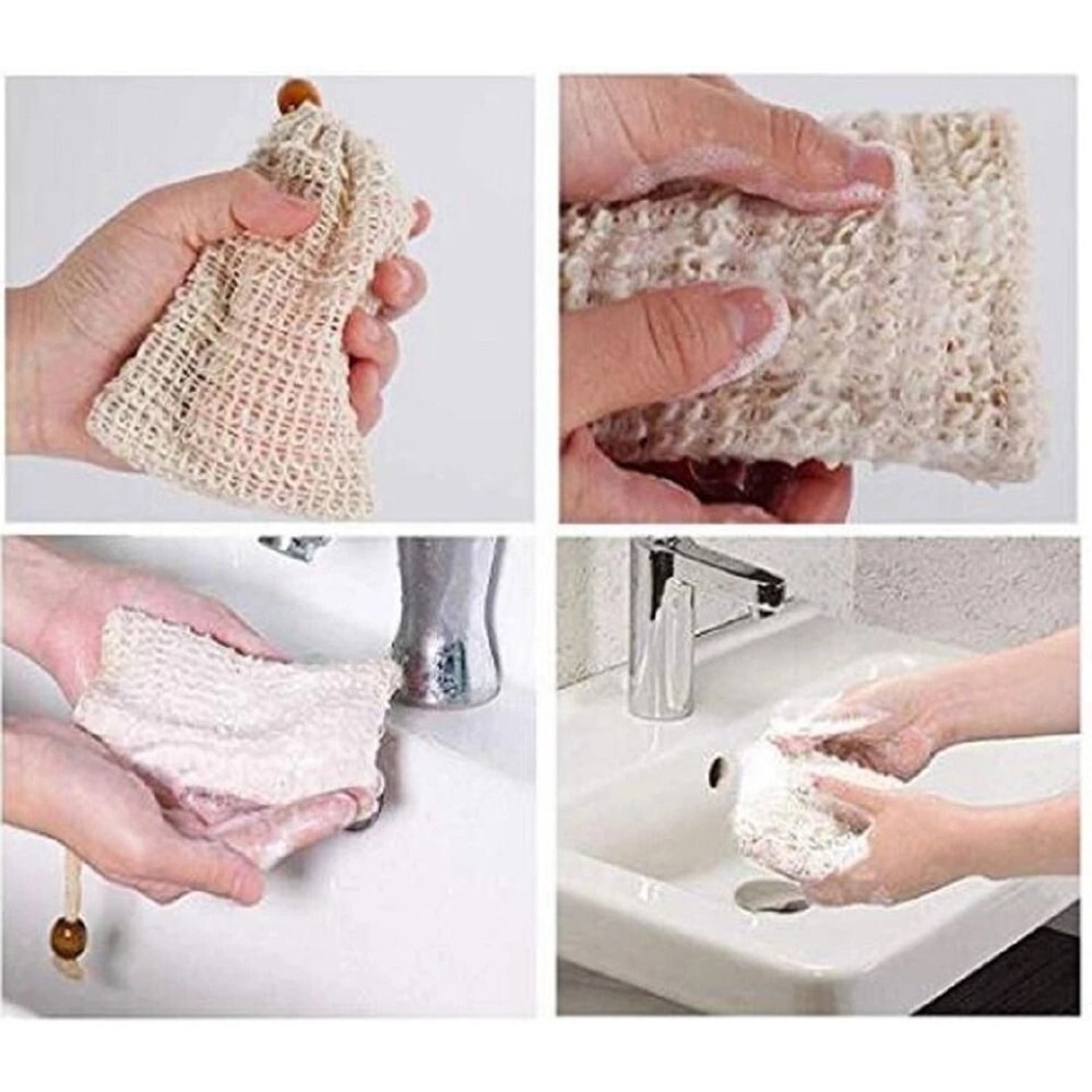 Sisal Soap Saver Bags Natural Exfoliating Pouches For Shower Bath 6