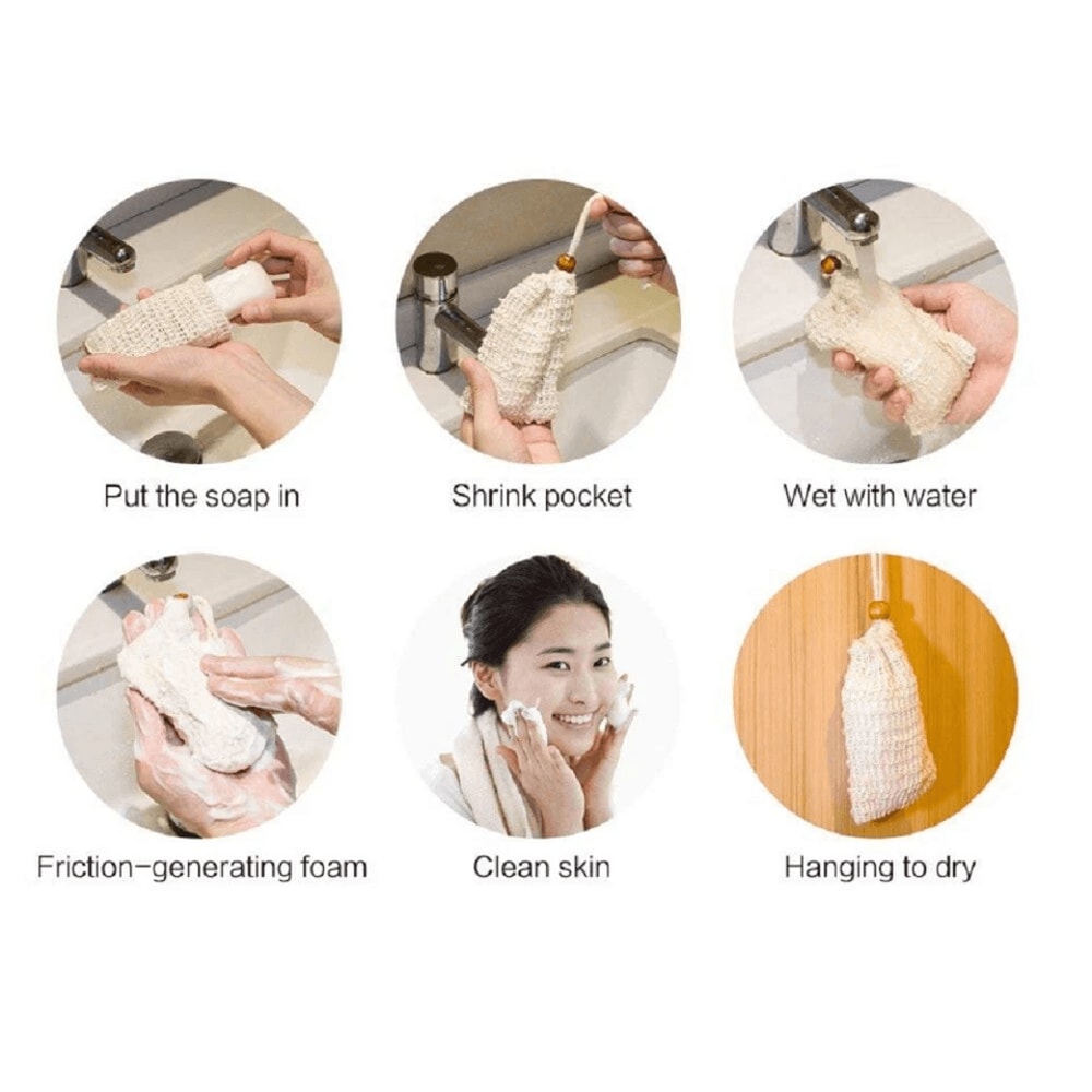 Sisal Soap Saver Bags Natural Exfoliating Pouches For Shower Bath 8