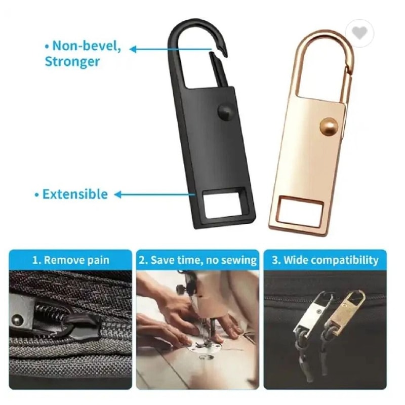Metal Zipper Pull Tab Extenders For Bags Jackets Luggage Easy Repair Kit 5