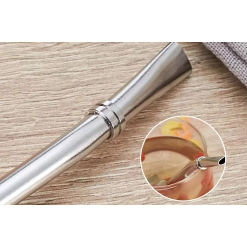 Stainless Steel Reusable Drinking Straws Set With Filter Spoon Cleaning Brushes EcoFriendly Durabl 2