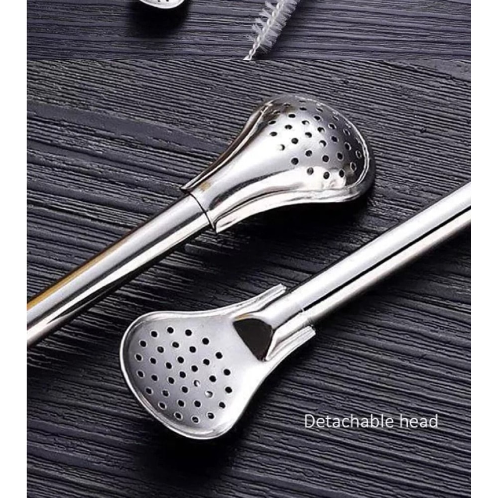 Stainless Steel Reusable Drinking Straws Set With Filter Spoon Cleaning Brushes EcoFriendly Durabl 6