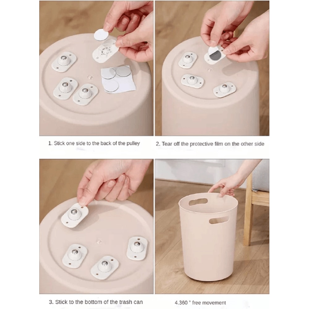 Mini Swivel Caster Wheels SelfAdhesive Stainless Steel Rollers For Furniture 6