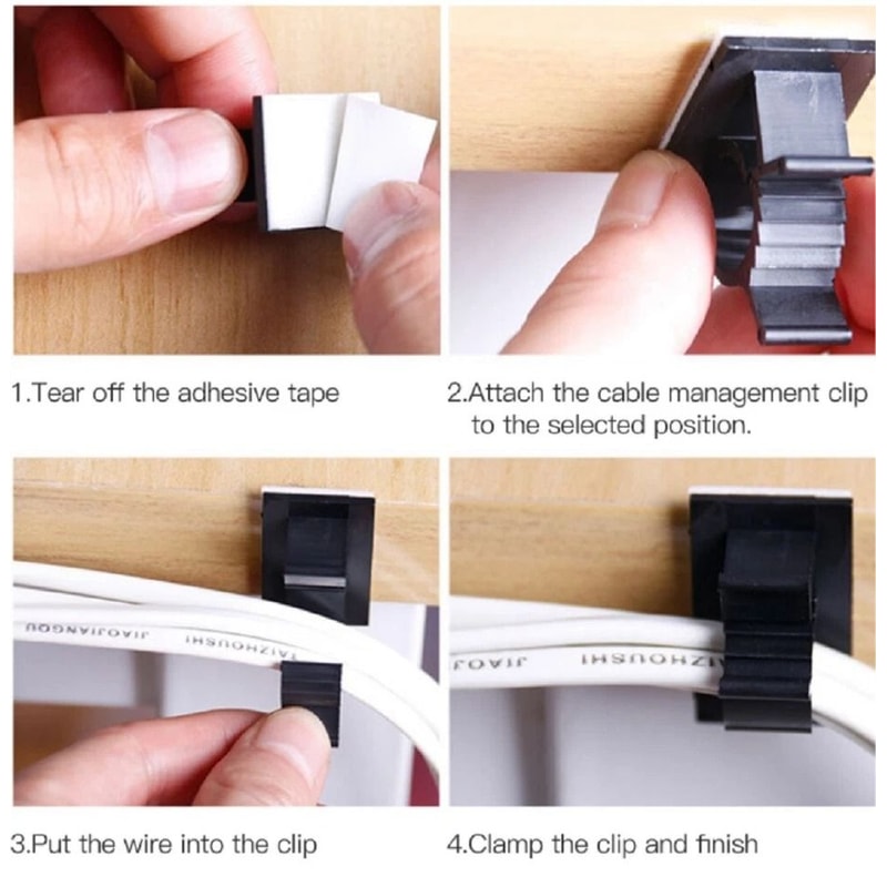 Self Adhesive Cable Clips For Cord Wire Organization Desk Wall Home Use 2