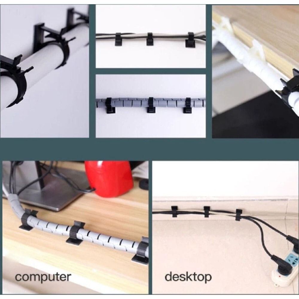 Self Adhesive Cable Clips For Cord Wire Organization Desk Wall Home Use 4