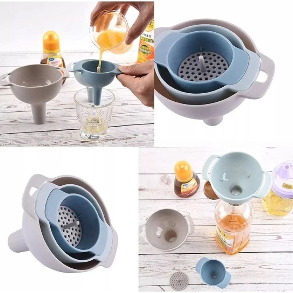 Kitchen Funnel Set With Detachable Strainer Versatile Oil Liquid Dry Ingredient Transfer Tool 1