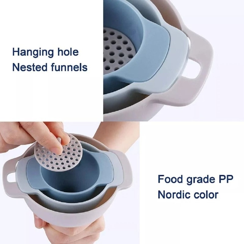 Kitchen Funnel Set With Detachable Strainer Versatile Oil Liquid Dry Ingredient Transfer Tool 2
