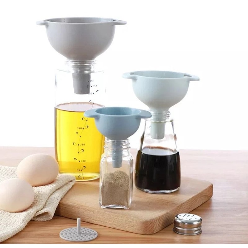 Kitchen Funnel Set With Detachable Strainer Versatile Oil Liquid Dry Ingredient Transfer Tool 4
