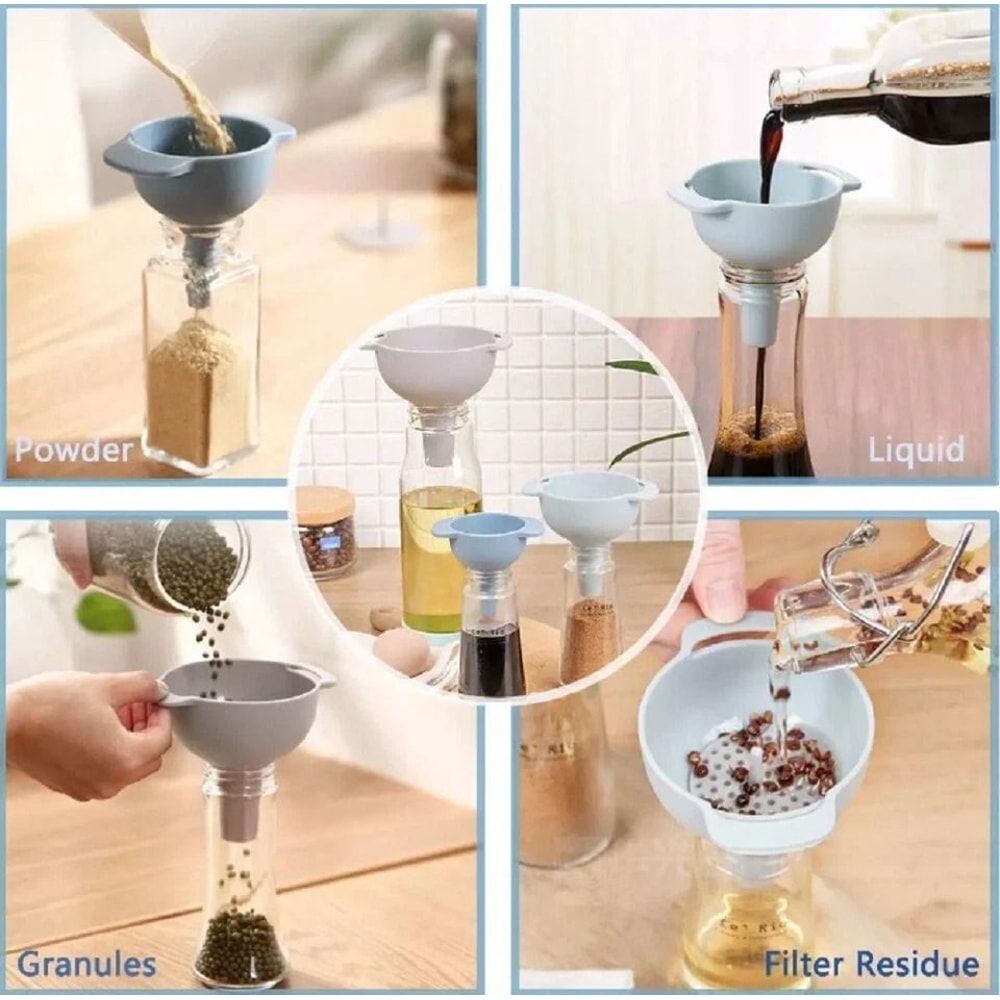 Kitchen Funnel Set With Detachable Strainer Versatile Oil Liquid Dry Ingredient Transfer Tool 5