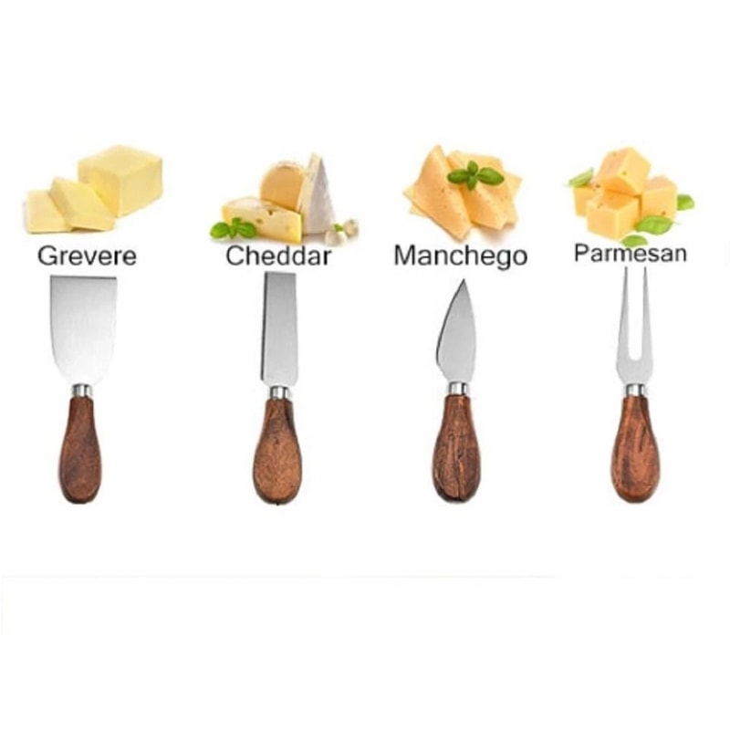Cheese Knife Set Stainless Steel Cutters With Wooden Handles For Serving Platters 5