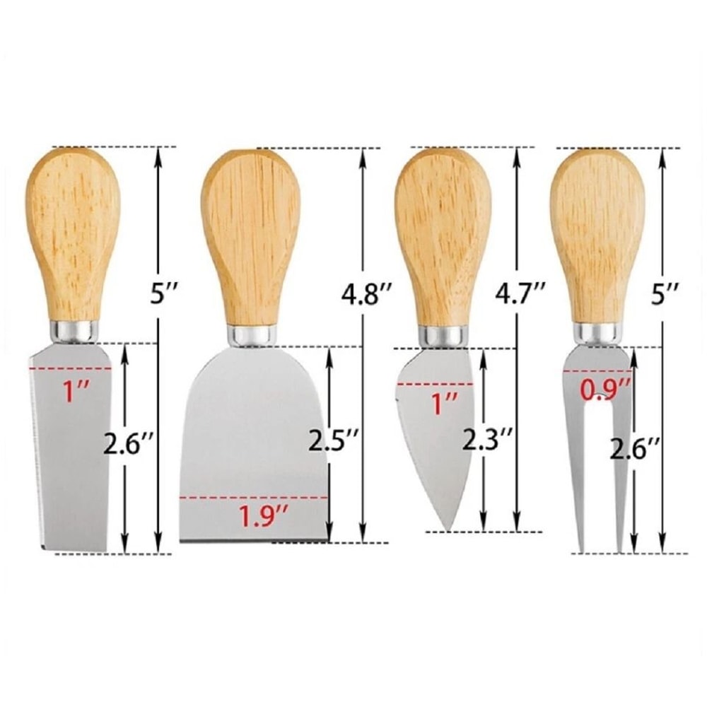 Cheese Knife Set Stainless Steel Cutters With Wooden Handles For Serving Platters 6