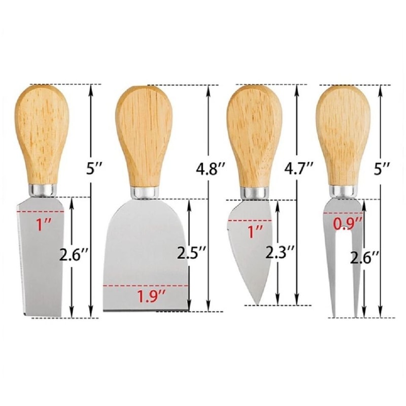 Cheese Knife Set Stainless Steel Cutters With Wooden Handles For Serving Platters 6