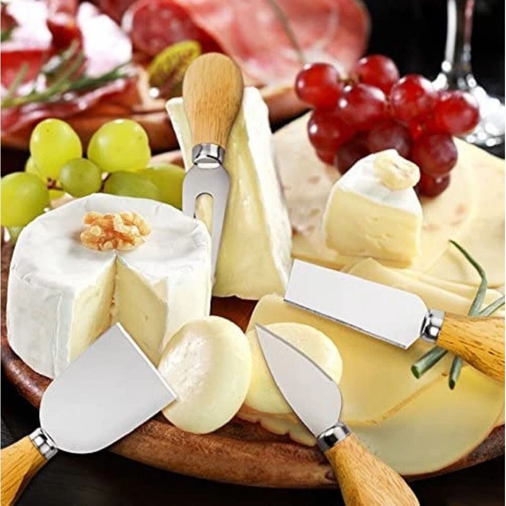 Cheese Knife Set Stainless Steel Cutters With Wooden Handles For Serving Platters 8