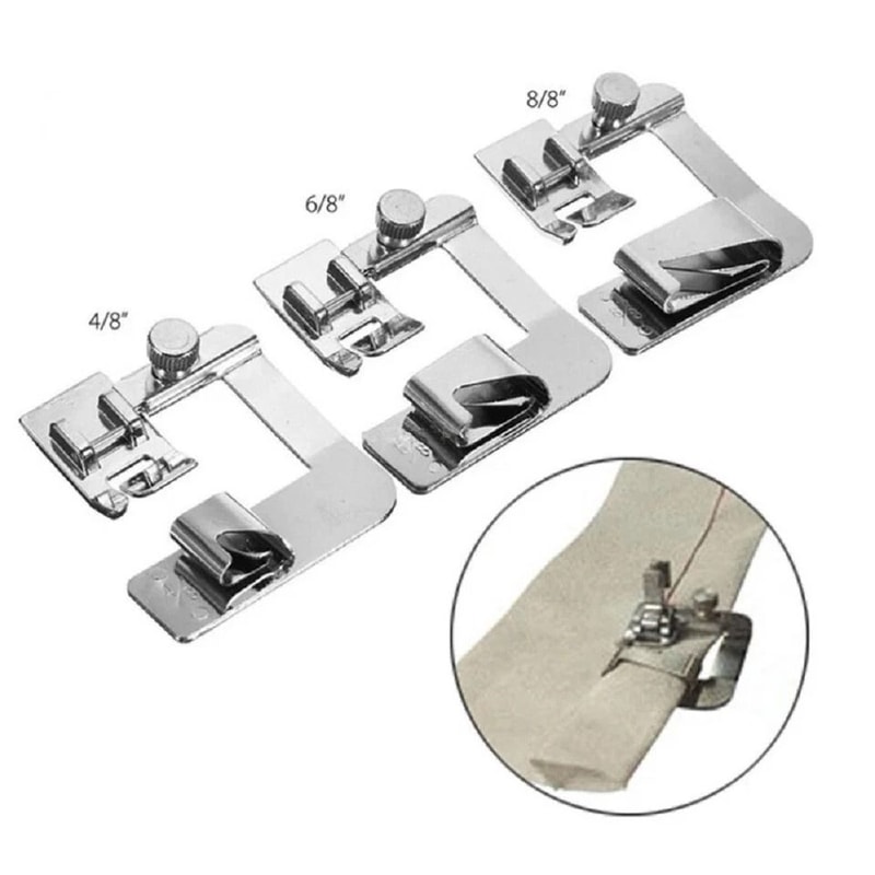 Rolled Hem Presser Foot Set For Brother Singer Domestic Sewing Machines 1