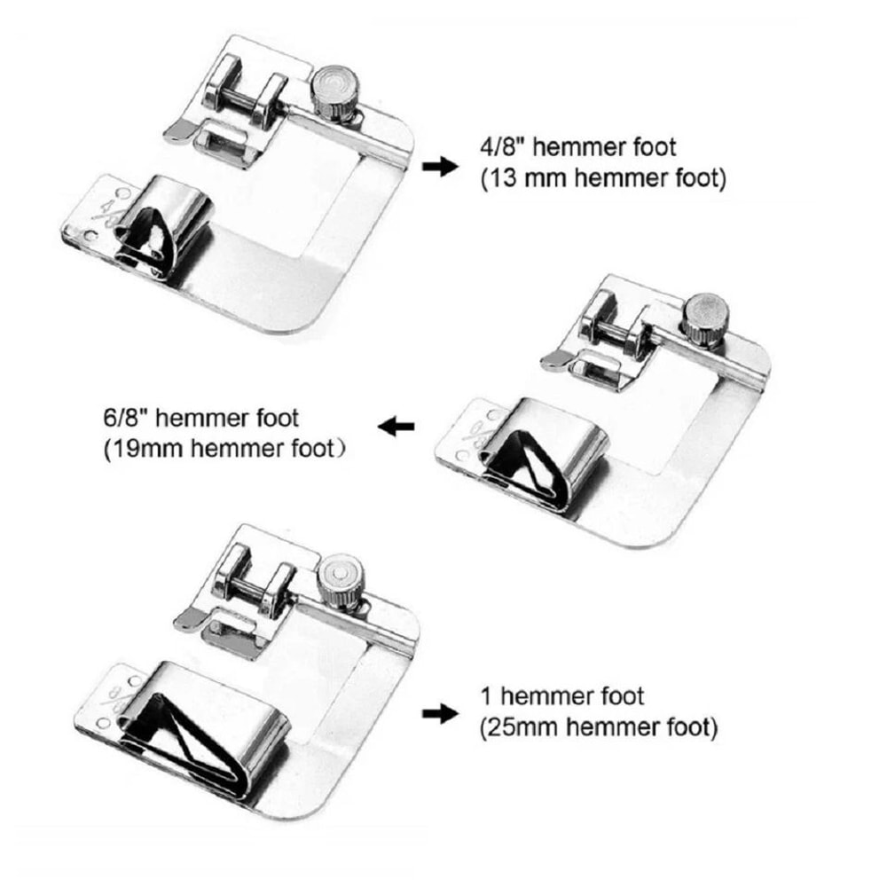 Rolled Hem Presser Foot Set For Brother Singer Domestic Sewing Machines 3