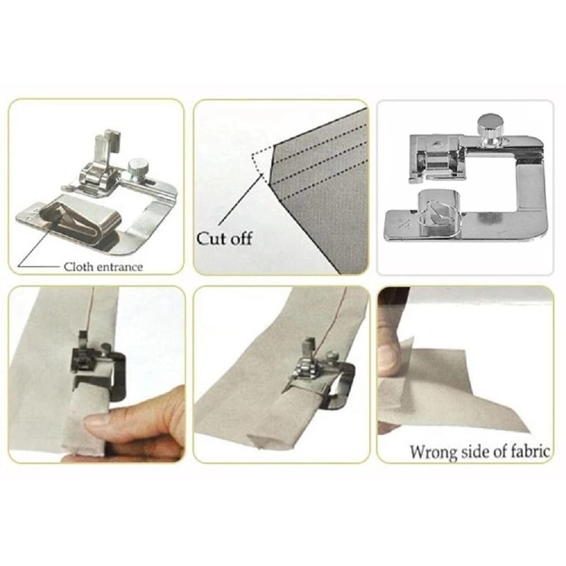 Rolled Hem Presser Foot Set For Brother Singer Domestic Sewing Machines 4