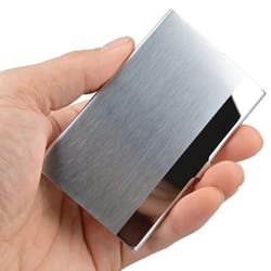 stainless steel business card holder case slim, durable metal wallet for id, credit cards, and business cards