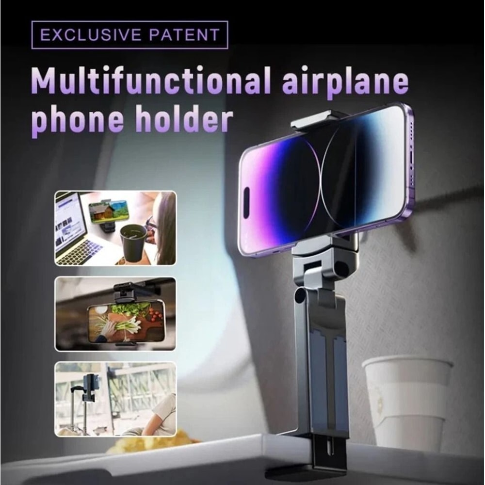 Travel Phone Holder Mount Airplane Seat Tray Luggage Handle Desk Clip HandsFree 7