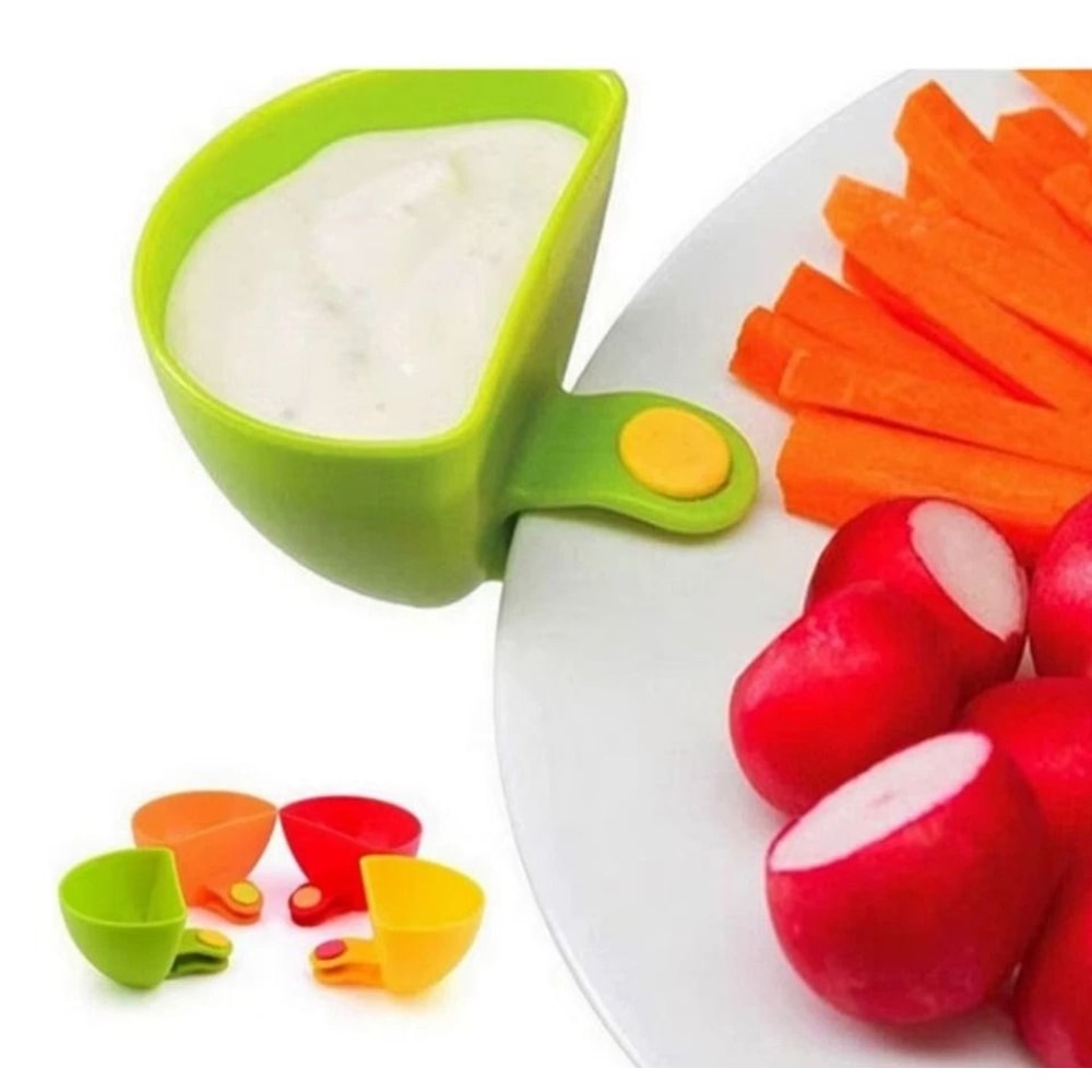 ClipOn Dip Bowls Set Chip Dip Snack Serving Bowls With Sauce Holders 1