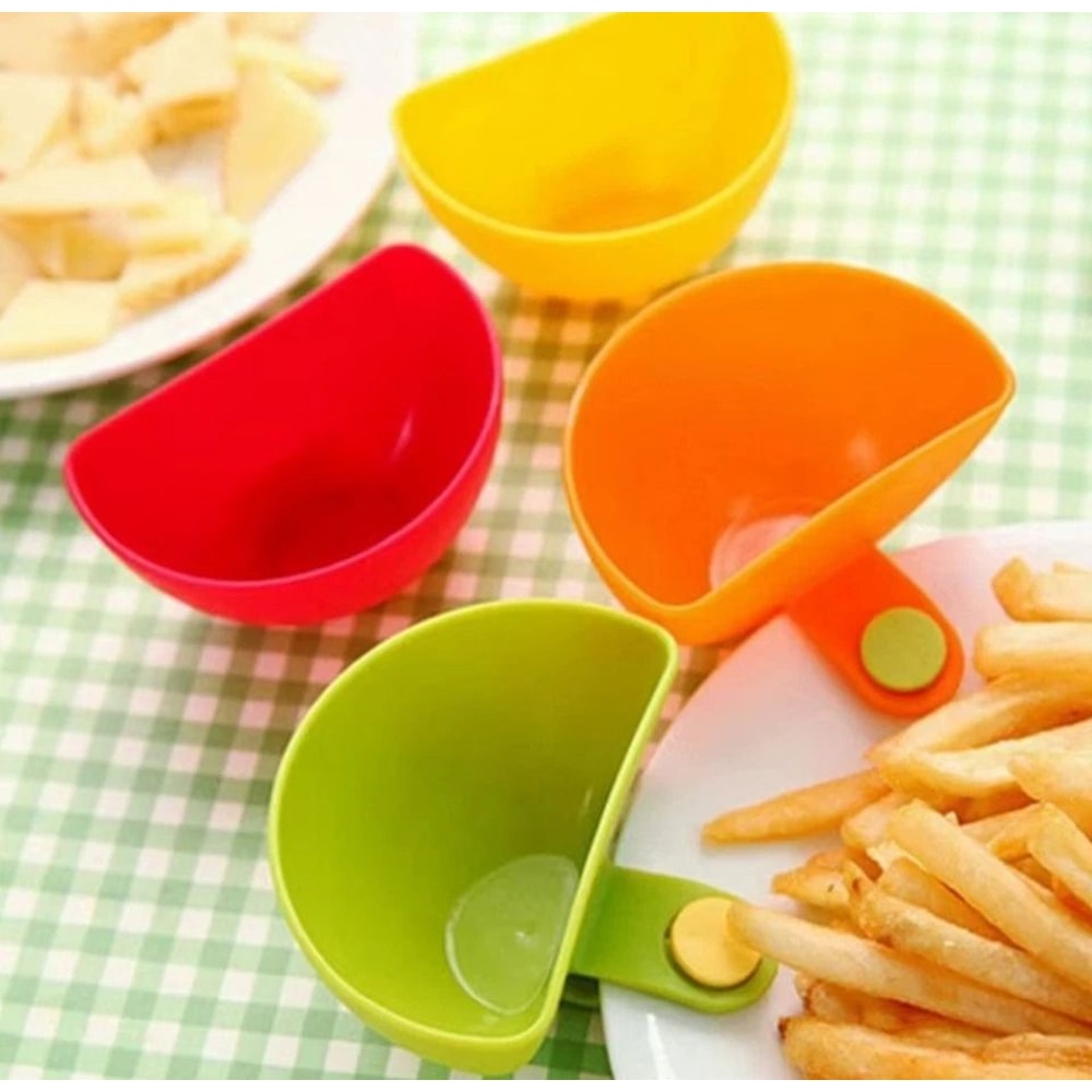 ClipOn Dip Bowls Set Chip Dip Snack Serving Bowls With Sauce Holders 3