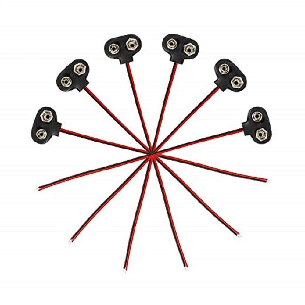 Battery Snap Connector Clip With TType Leads For DIY Projects Black Wire 0