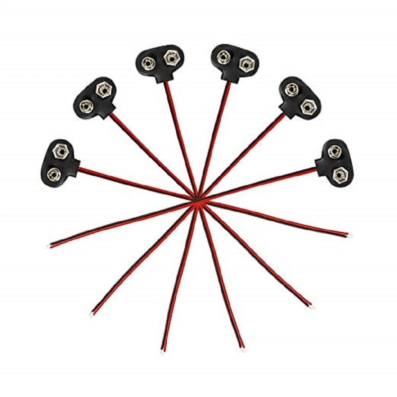 Battery Snap Connector Clip With TType Leads For DIY Projects Black Wire 0