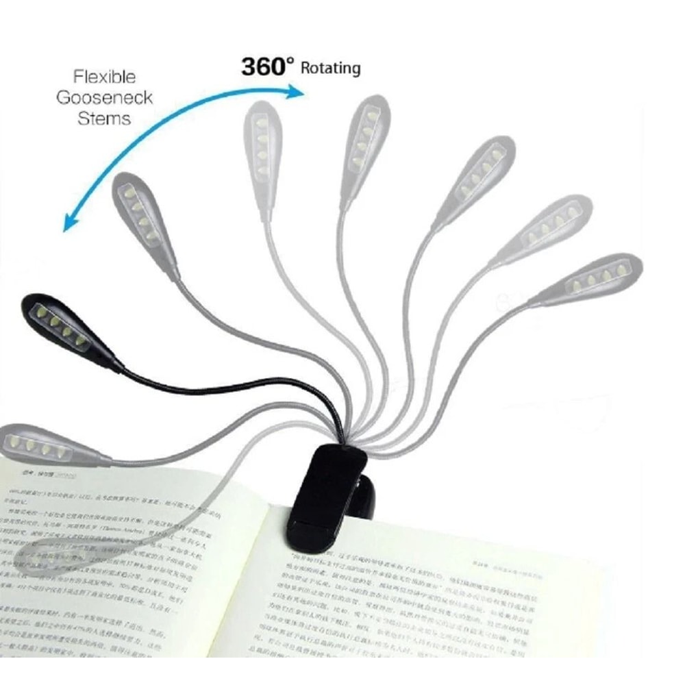 ClipOn LED Reading Light For Book And Laptop Flexible BatteryPowered Adjustable Lamp 2