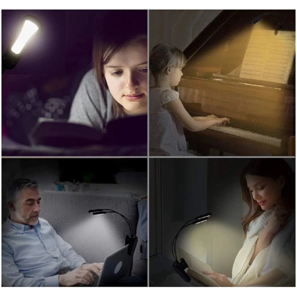 ClipOn LED Reading Light For Book And Laptop Flexible BatteryPowered Adjustable Lamp 6