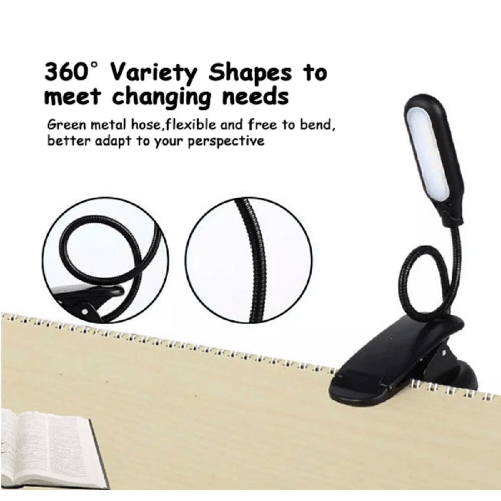 ClipOn LED Reading Light For Book And Laptop Flexible BatteryPowered Adjustable Lamp 7