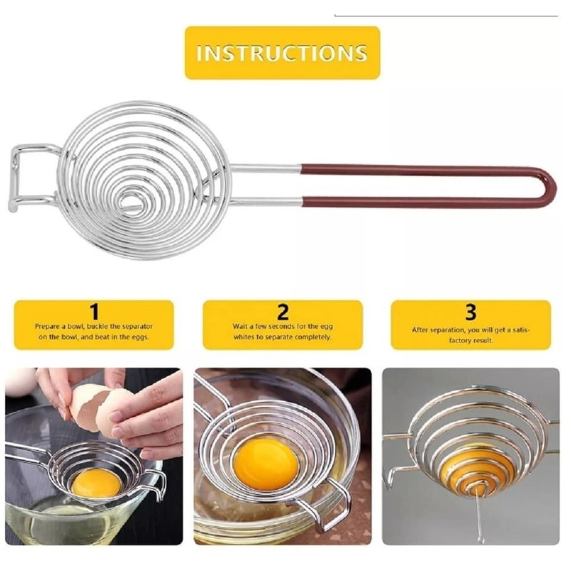 Stainless Steel Egg Separator And Yolk White Sifter Tool For Baking And Cooking 1