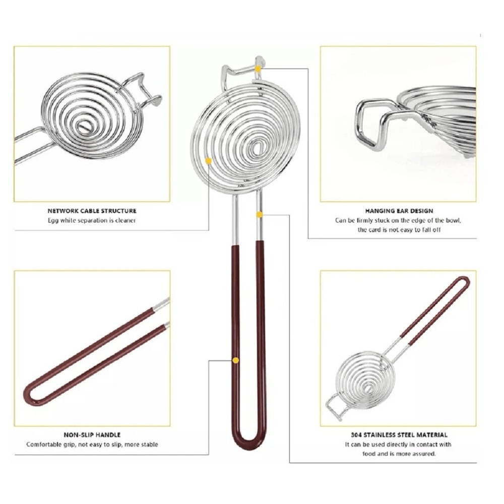 Stainless Steel Egg Separator And Yolk White Sifter Tool For Baking And Cooking 6