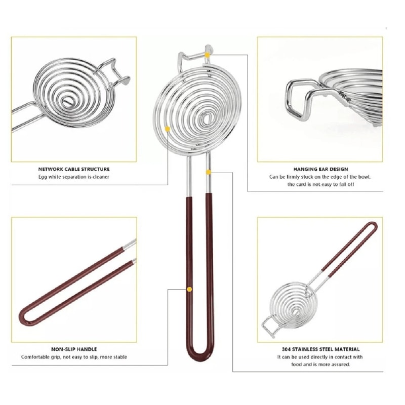 Stainless Steel Egg Separator And Yolk White Sifter Tool For Baking And Cooking 6