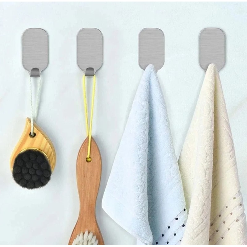 Heavy Duty Self Adhesive Hooks Stainless Steel No Drill Wall Hooks For Home Office 2