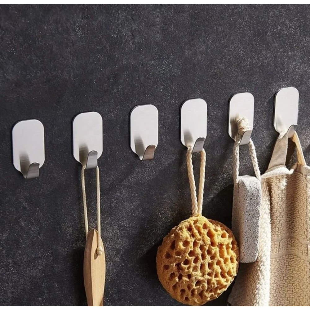 Heavy Duty Self Adhesive Hooks Stainless Steel No Drill Wall Hooks For Home Office 3
